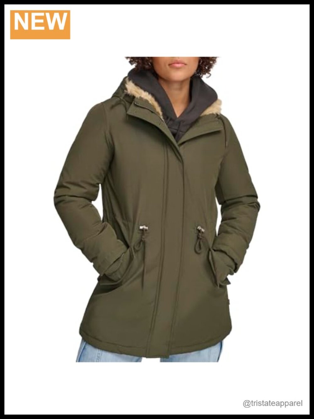 Faux Fur Lined Hooded Parka Jacket Quilted Cold Weather Coat